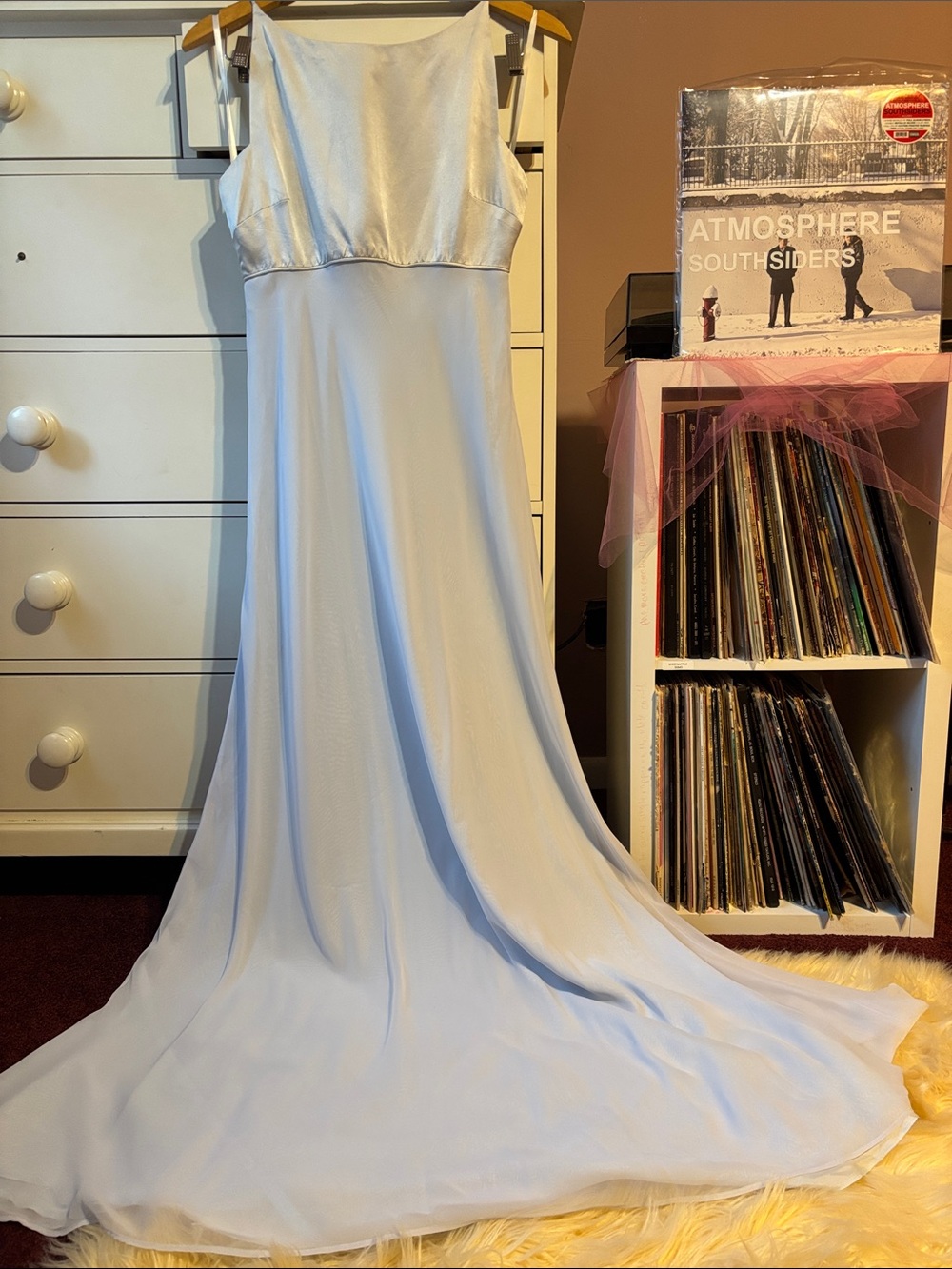 90’s Silk Vintage Blue Maxi Long Gown Formal Prom Gala Event Special Occasion 10